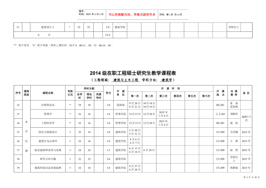 XXXX级在职工程硕士研究生授课安排表_第3页