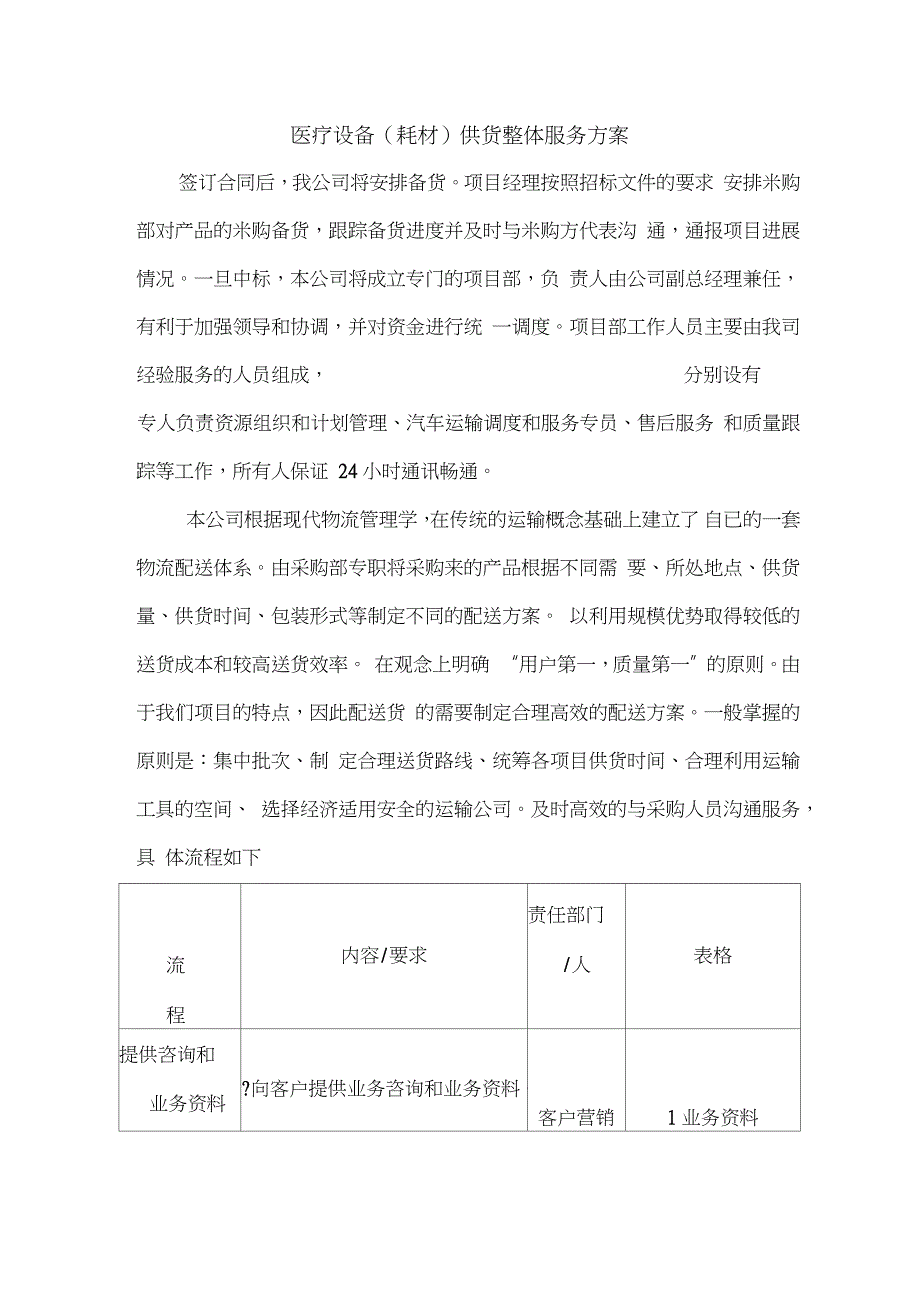 医疗设备(耗材)供货整体服务方案_第1页