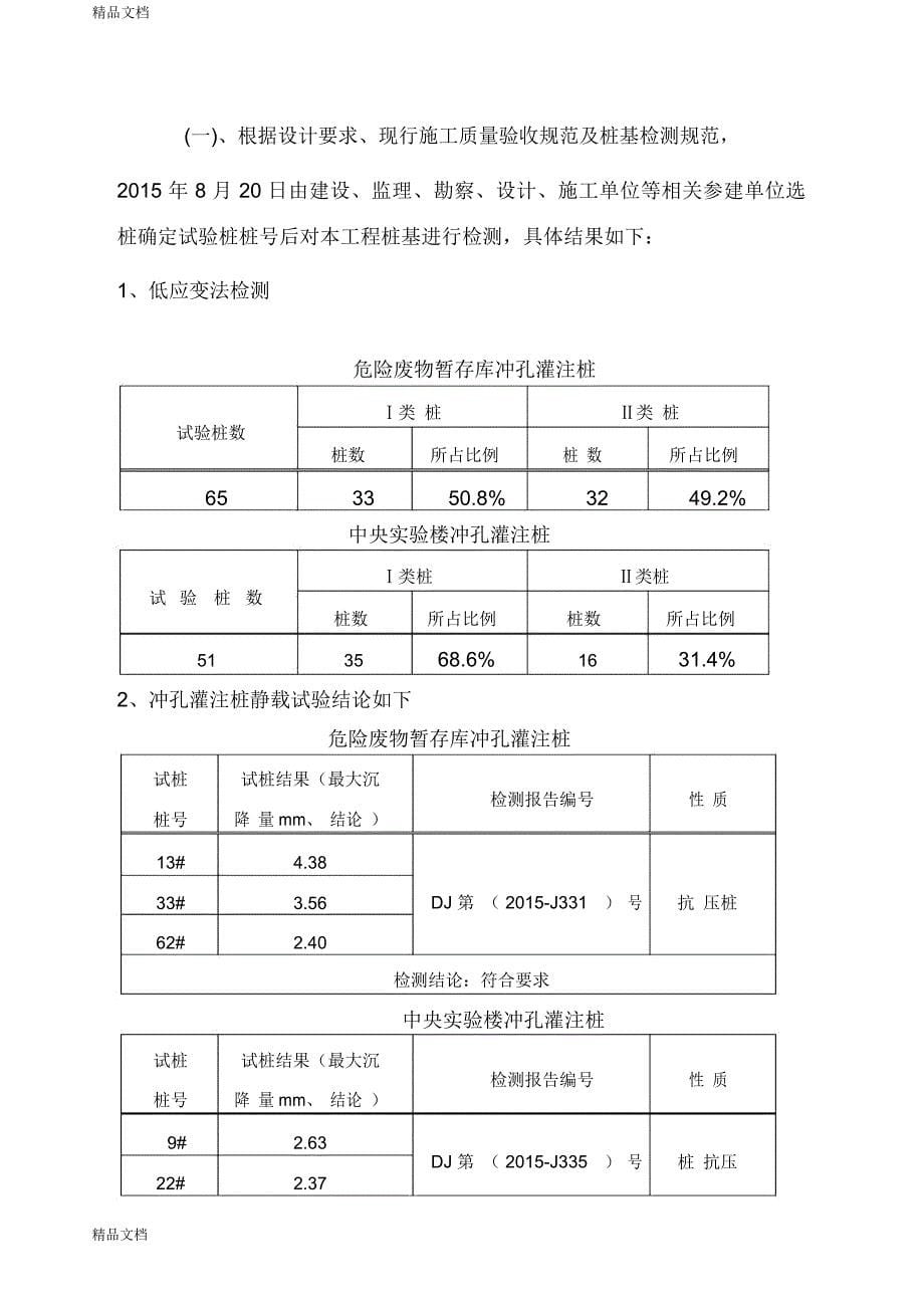 最新桩基(子分部)工程质量评估报告资料_第5页