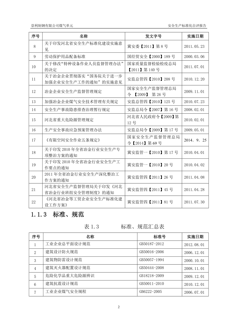 冶金行业安全标准化(煤气单元)安全生产标准化自评报告_第3页