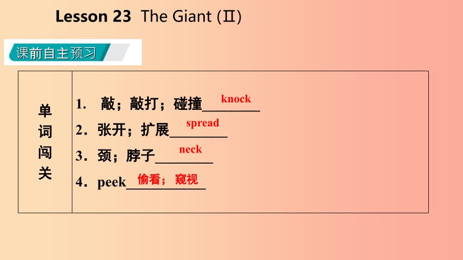 2019年秋九年级英语上册Unit4StoriesandPoemsLesson23TheGiant(Ⅱ)导学课件新版冀教版.ppt_第3页