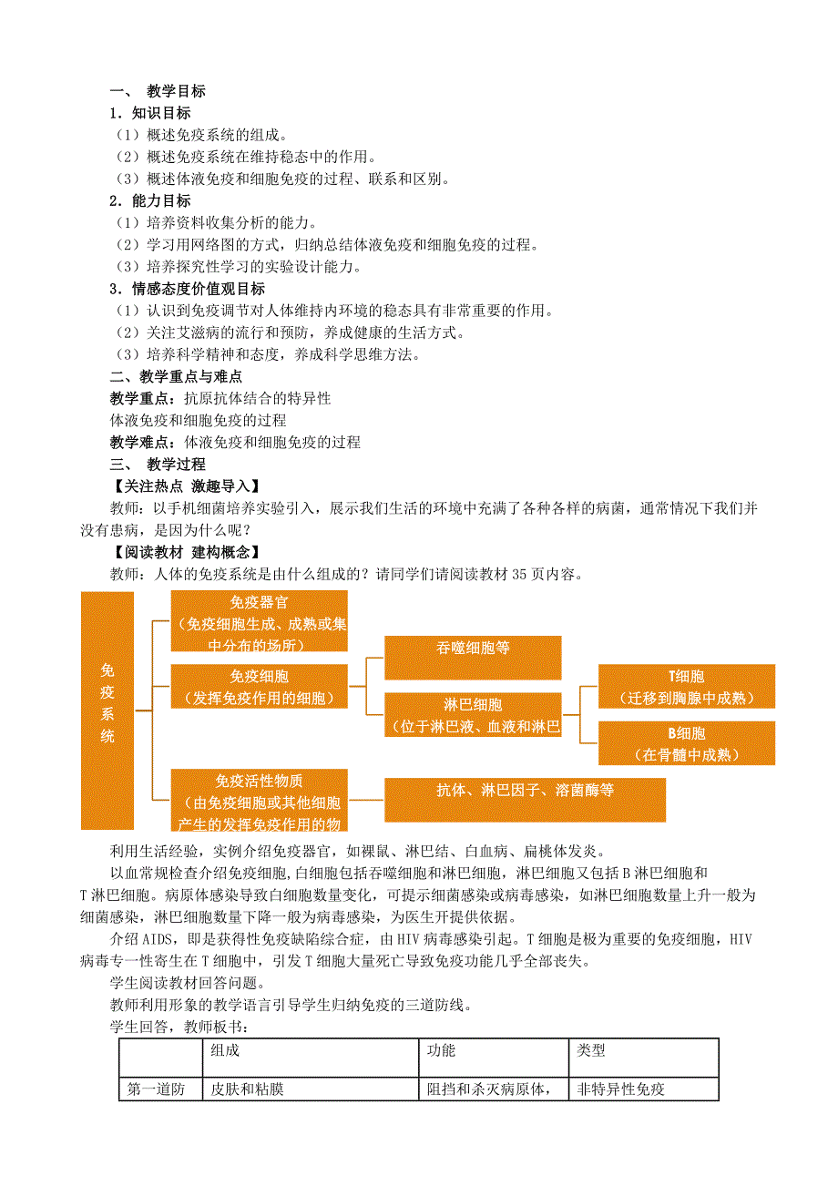 免疫调节公开课教案_第1页