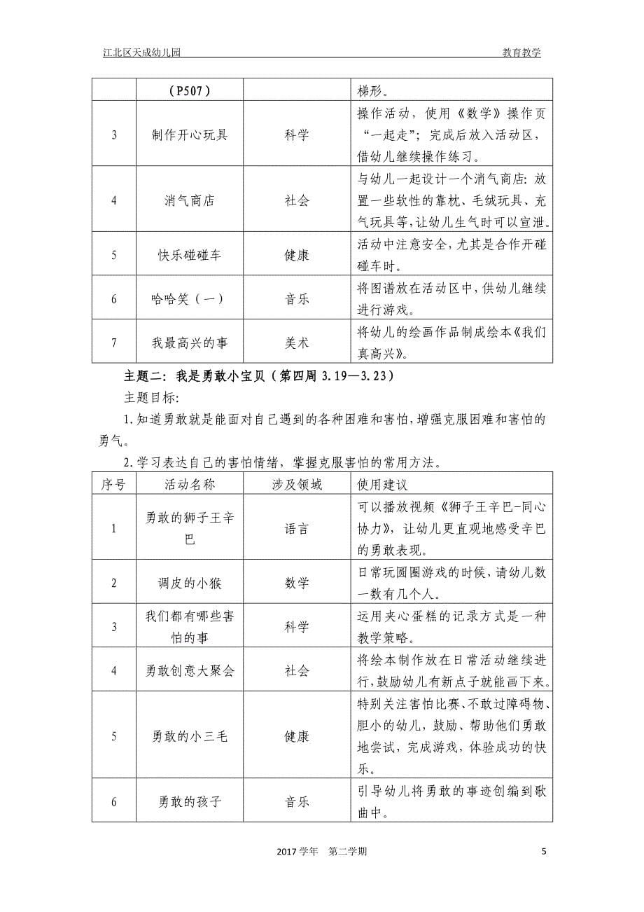 2017学年中班第二学期主题活动安排_第5页