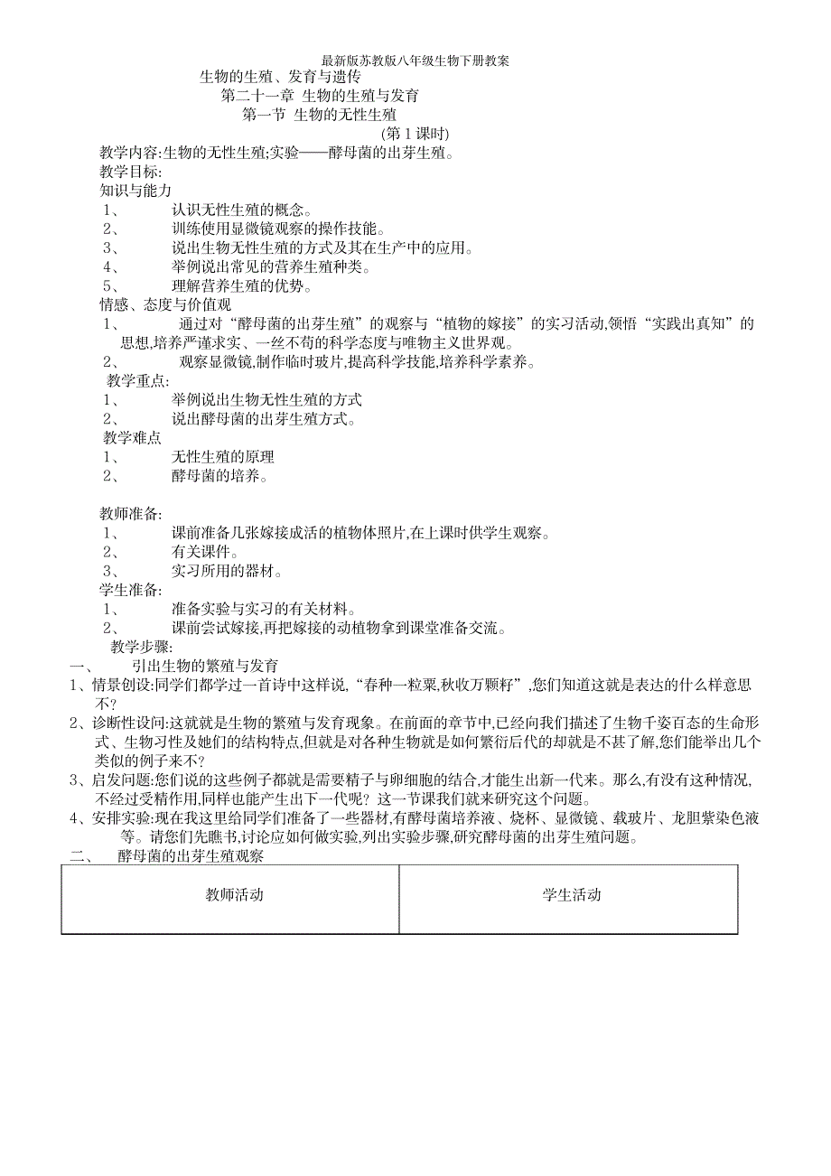 2023年最新版苏教版八年级生物下册精品讲义_第1页