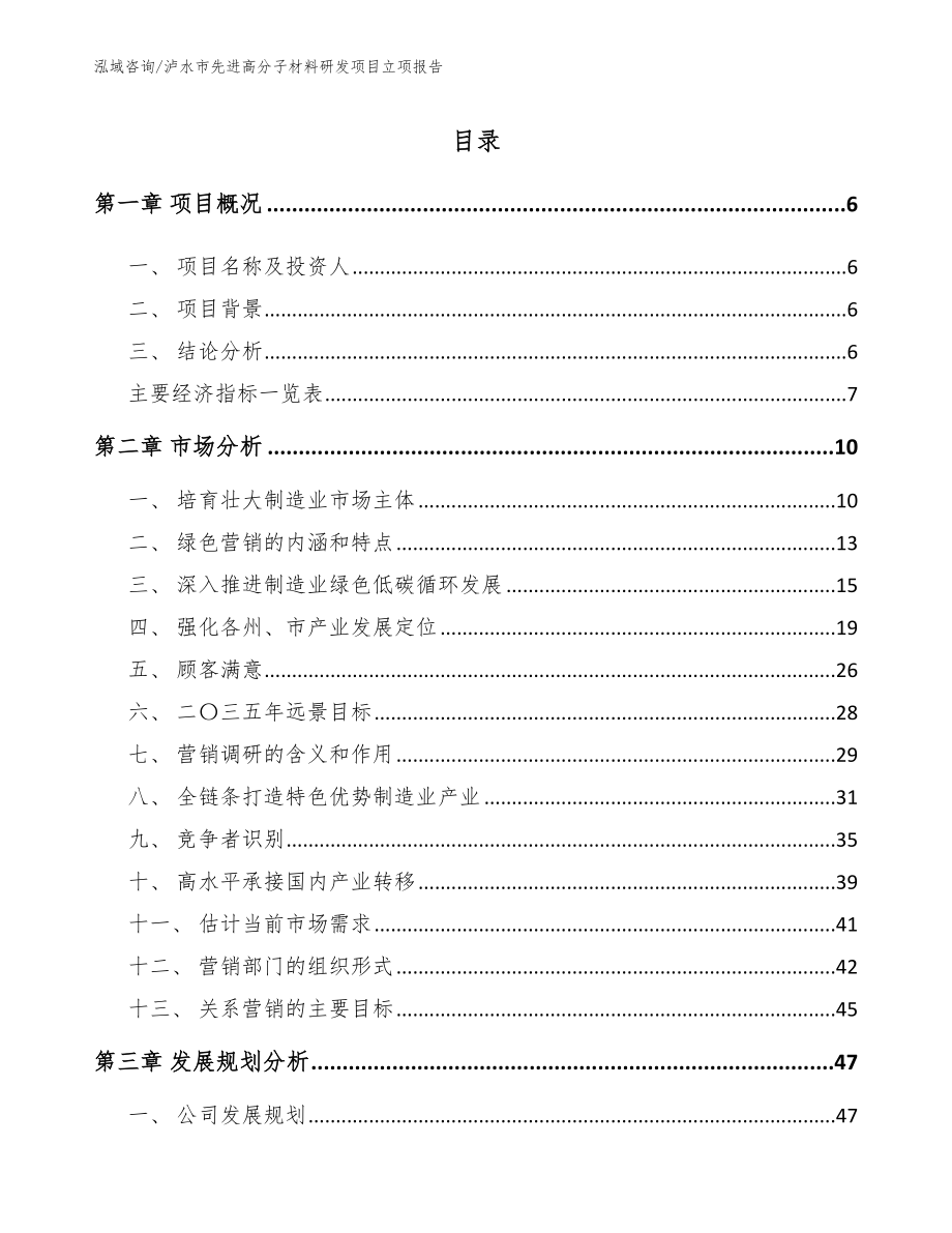 泸水市先进高分子材料研发项目立项报告（模板）_第1页