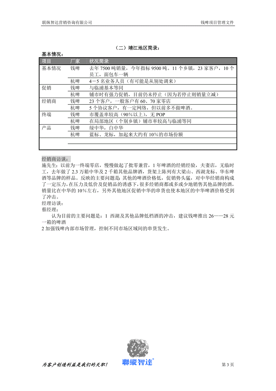 联纵智达钱江啤酒—027钱啤市场走访报告_第3页