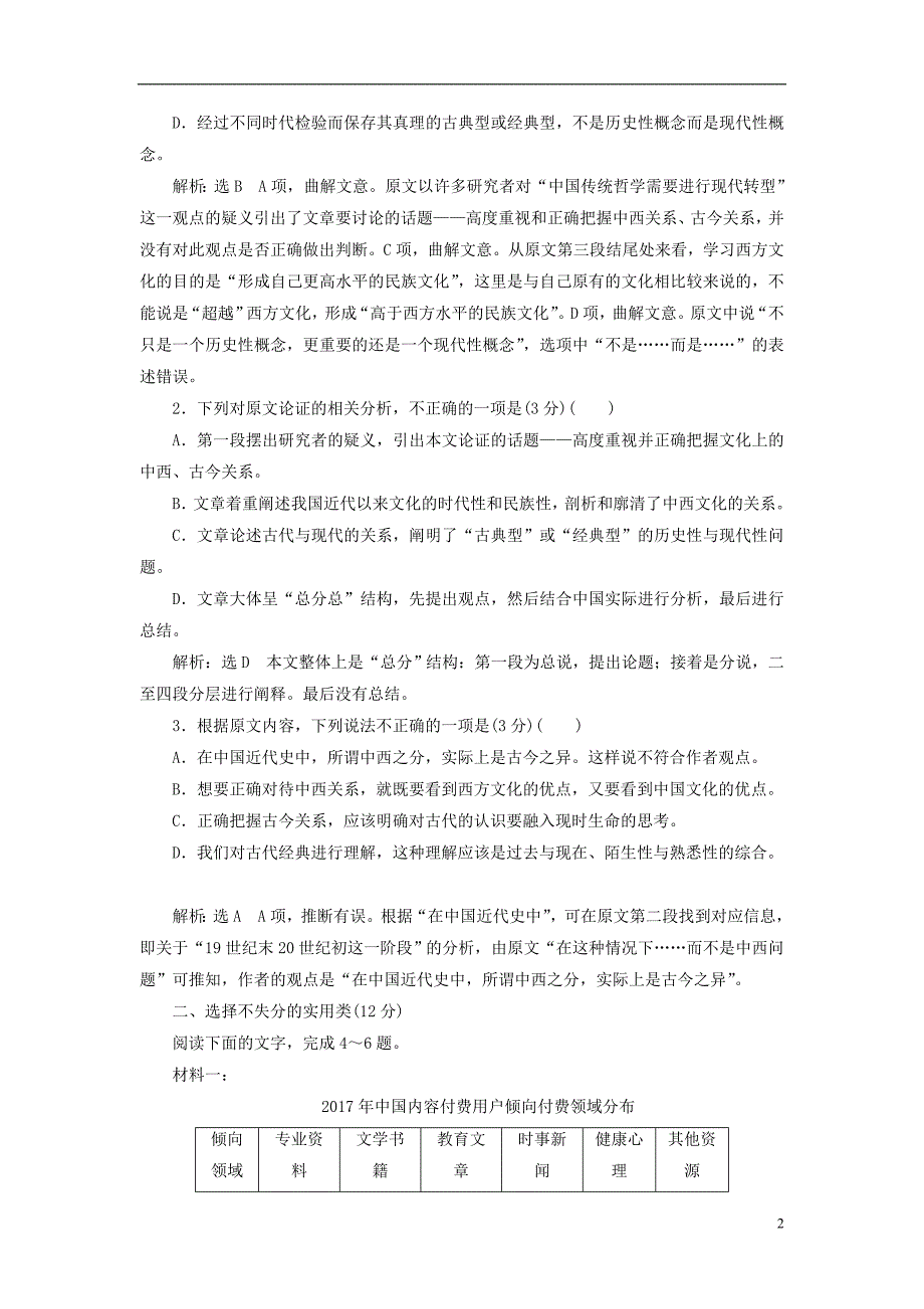 （全国通用版）2019版高考语文一轮复习 精选保分练 第三辑 练（二十一）17分的“论述类＋实用类选择题”每分都入账.doc_第2页