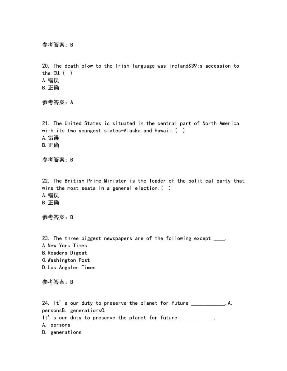 北京语言大学21春《英语国家概况》离线作业2参考答案90_第5页