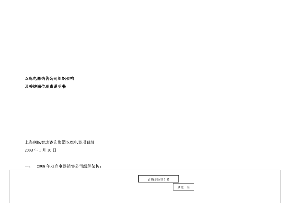 某电器销售公司组织架构及关键岗位职责说明书_第1页