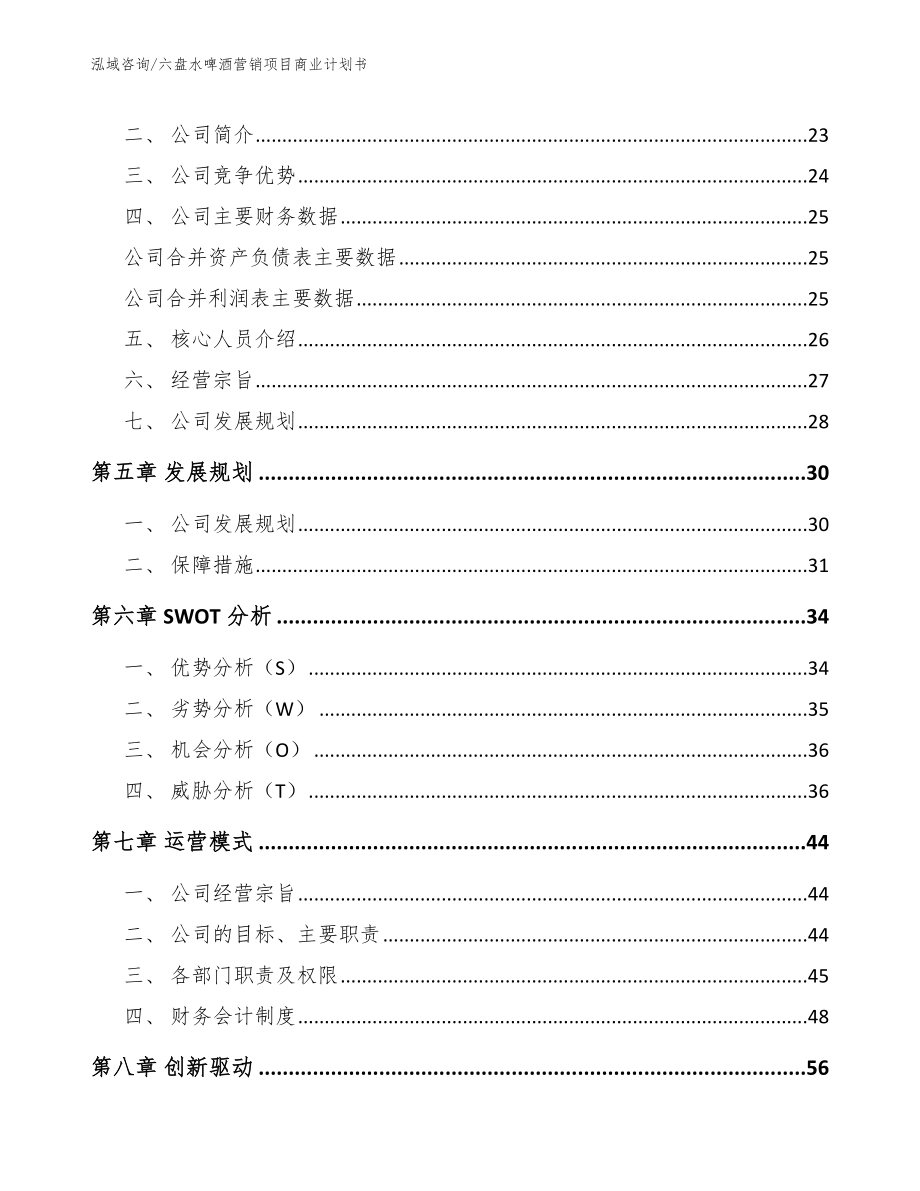 六盘水啤酒营销项目商业计划书模板参考_第3页