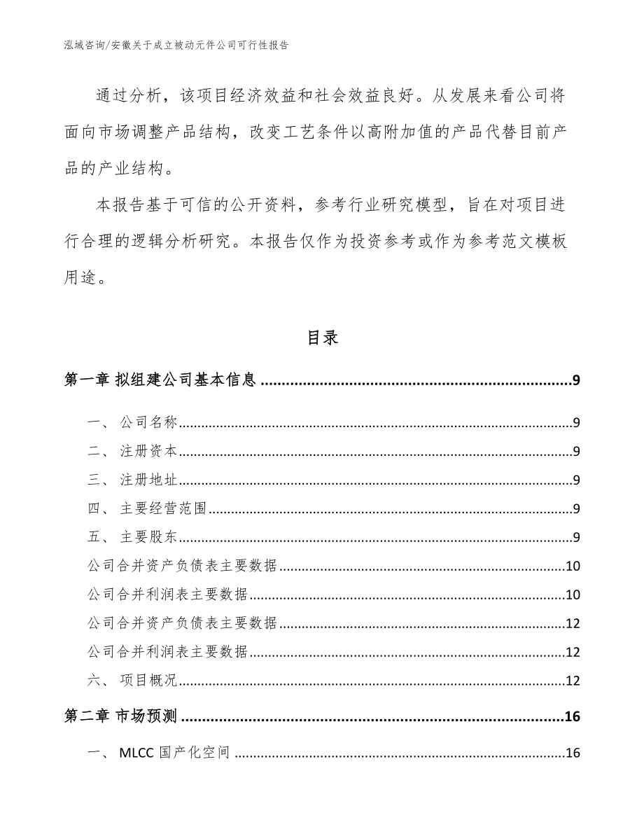 安徽关于成立被动元件公司可行性报告（模板）_第3页