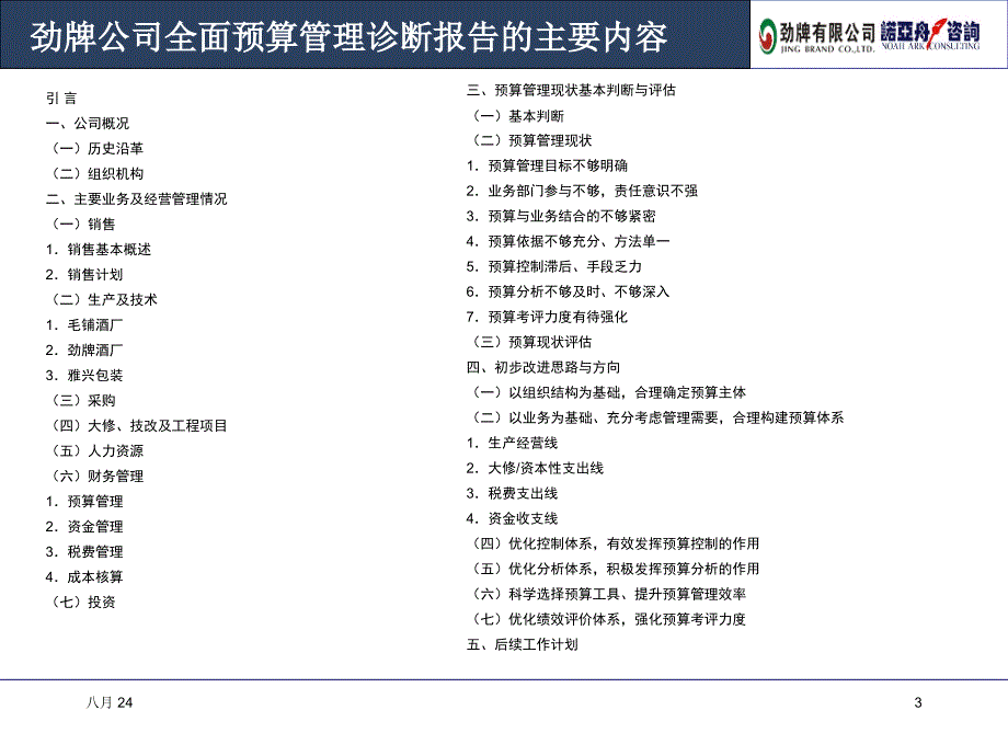 劲牌公司全面预算管理项目诊断分析汇报_第3页