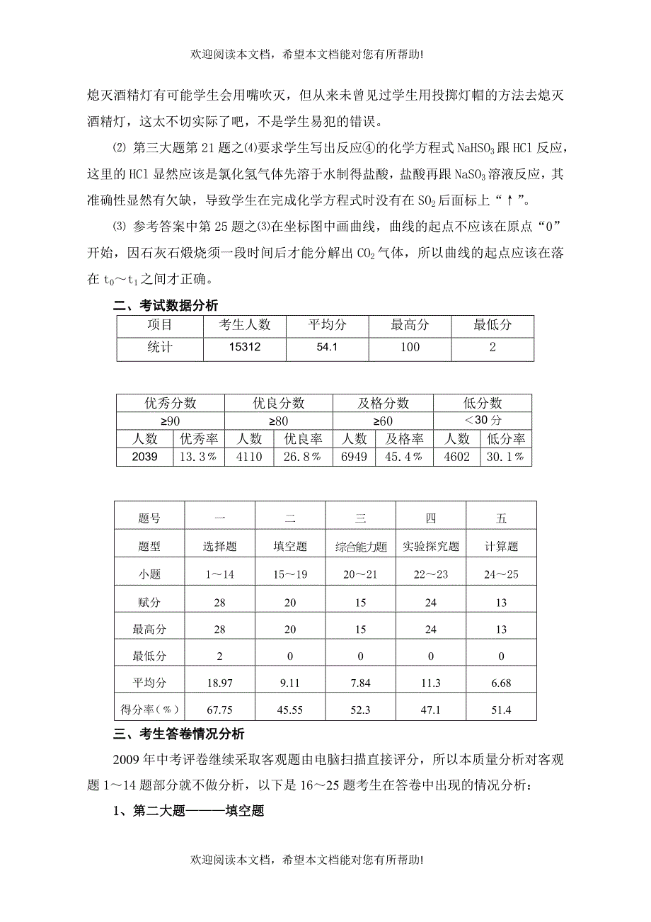 初中毕业生化学科质量分析_第4页