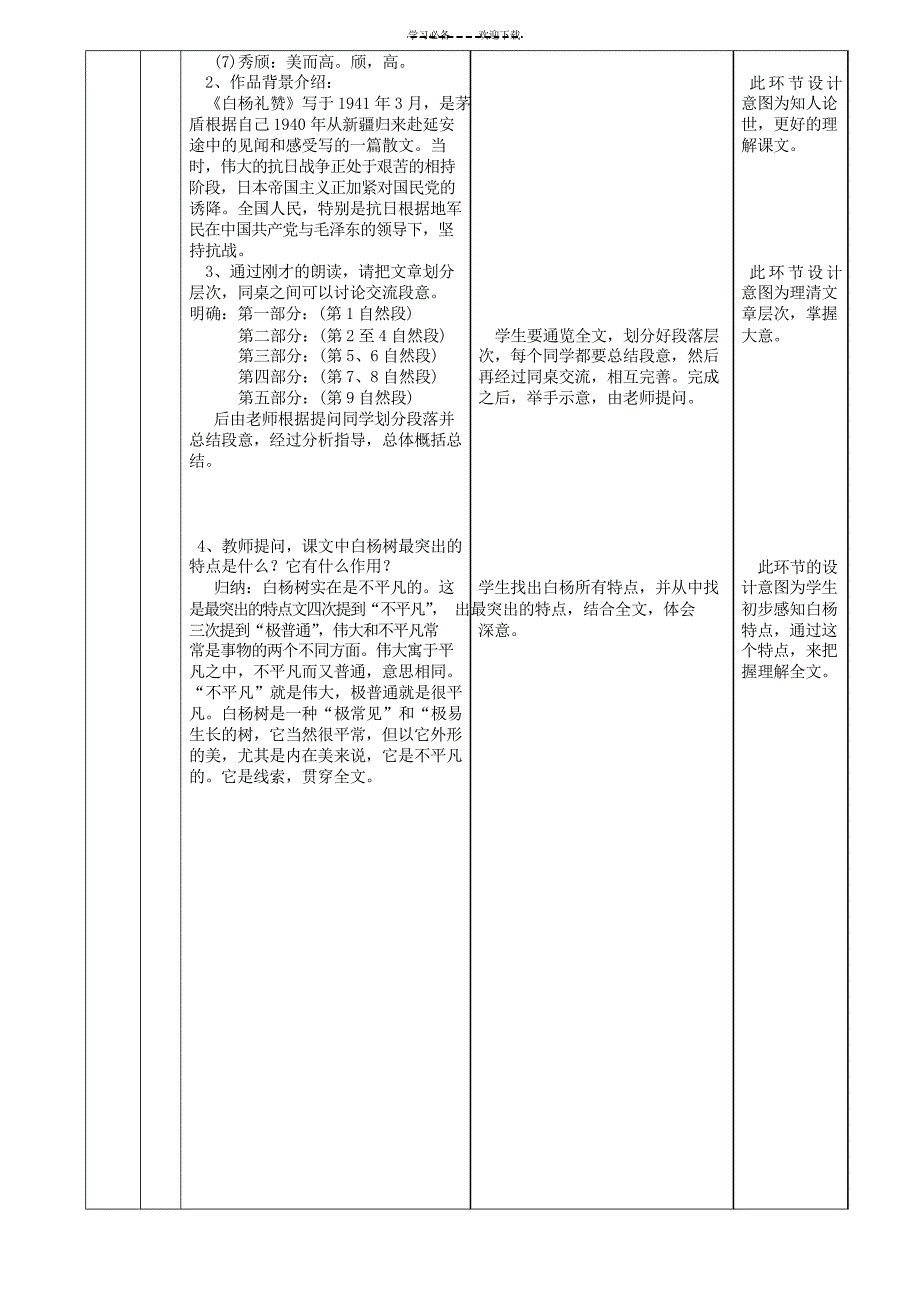 《白杨礼赞》表格式教案_第2页