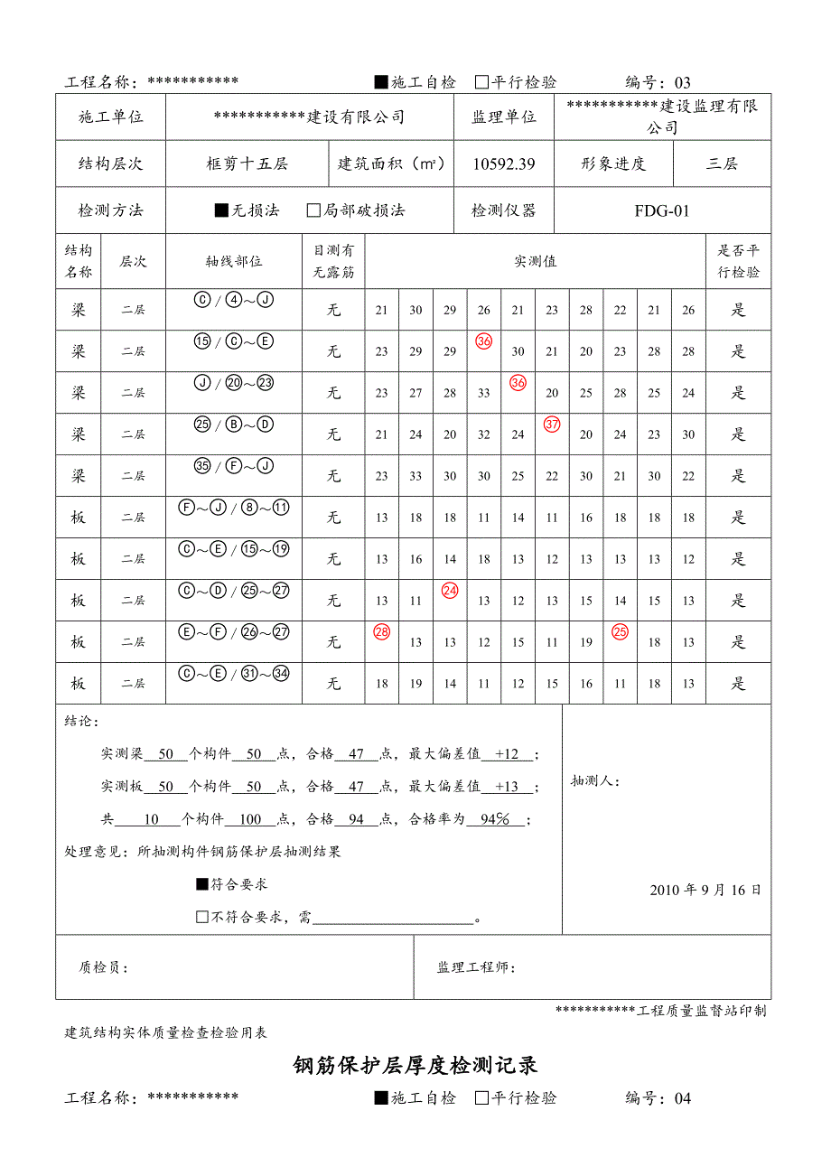 钢筋保护层厚度检测记录最新版_第3页