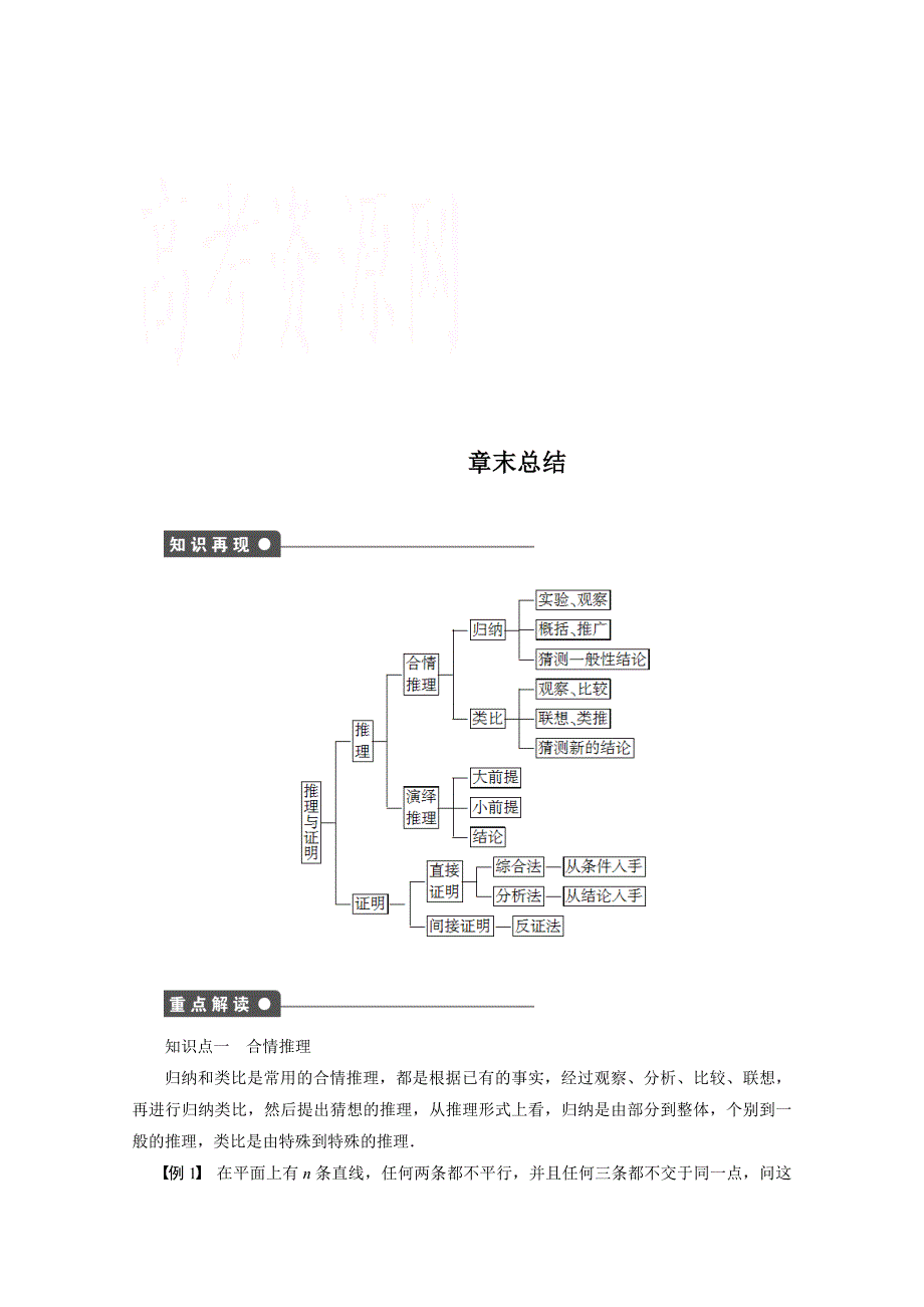 高中数学苏教版选修12习题：第2章 推理与证明 章末总结_第1页