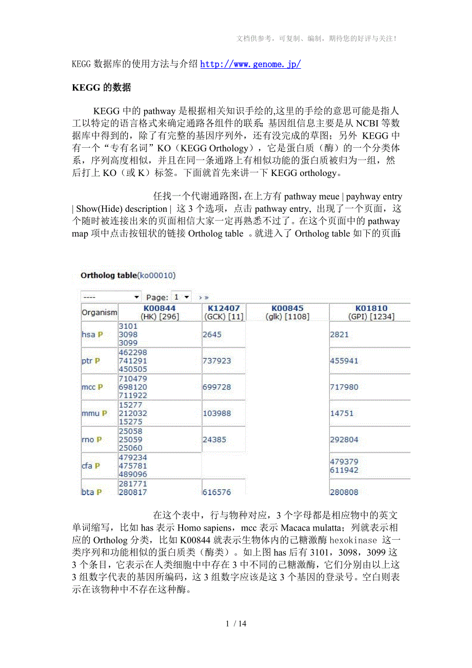 KEGG数据库的使用说明_第1页