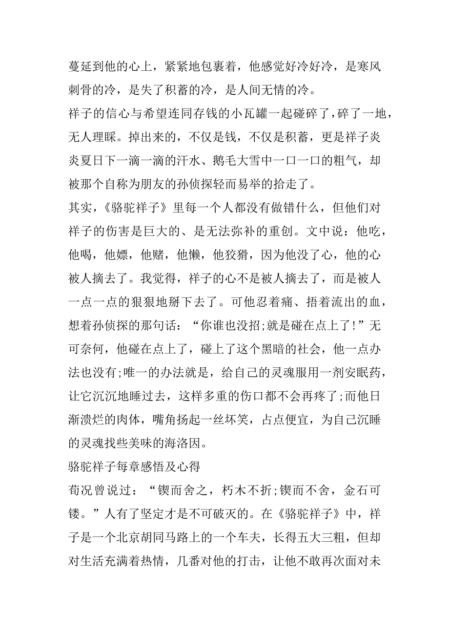 2023年年度骆驼祥子每章感悟及心得（全文）_第4页