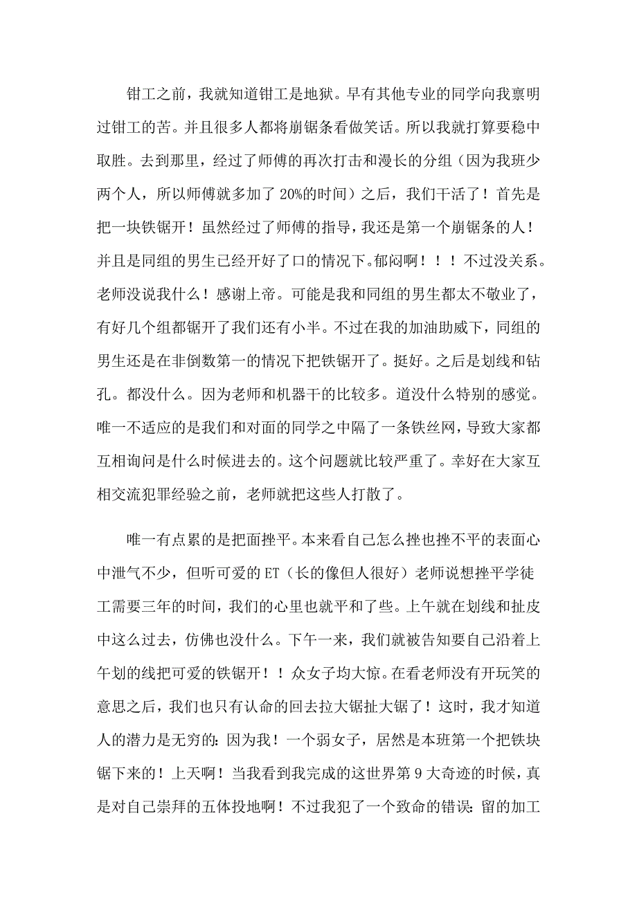 关于钳工实习报告范文集锦7篇_第3页