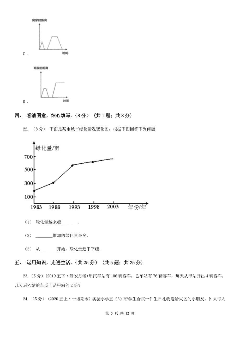 甘肃省平凉市五年级下学期数学期中考试试卷_第5页