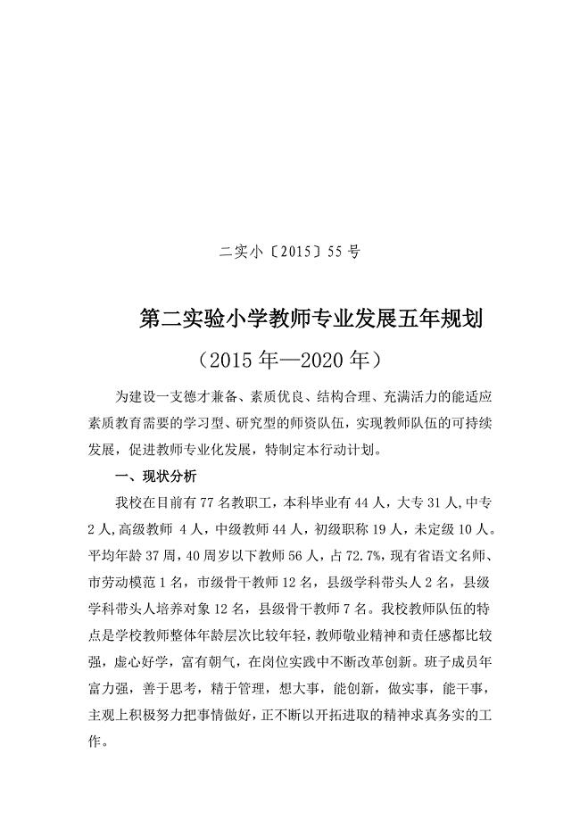 教师专业发展五年规划