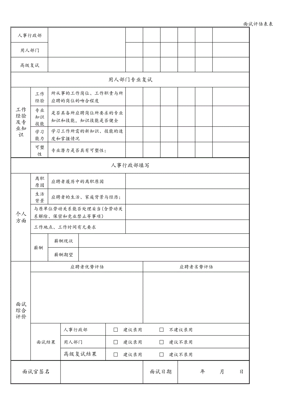 面试评估表表116_第2页