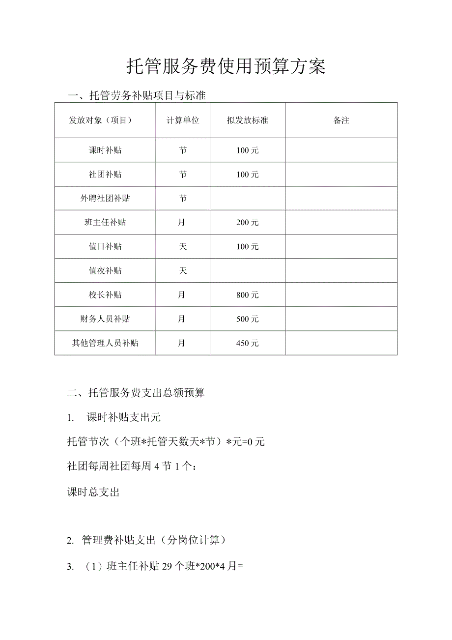 托管服务费使用预算方案_第1页