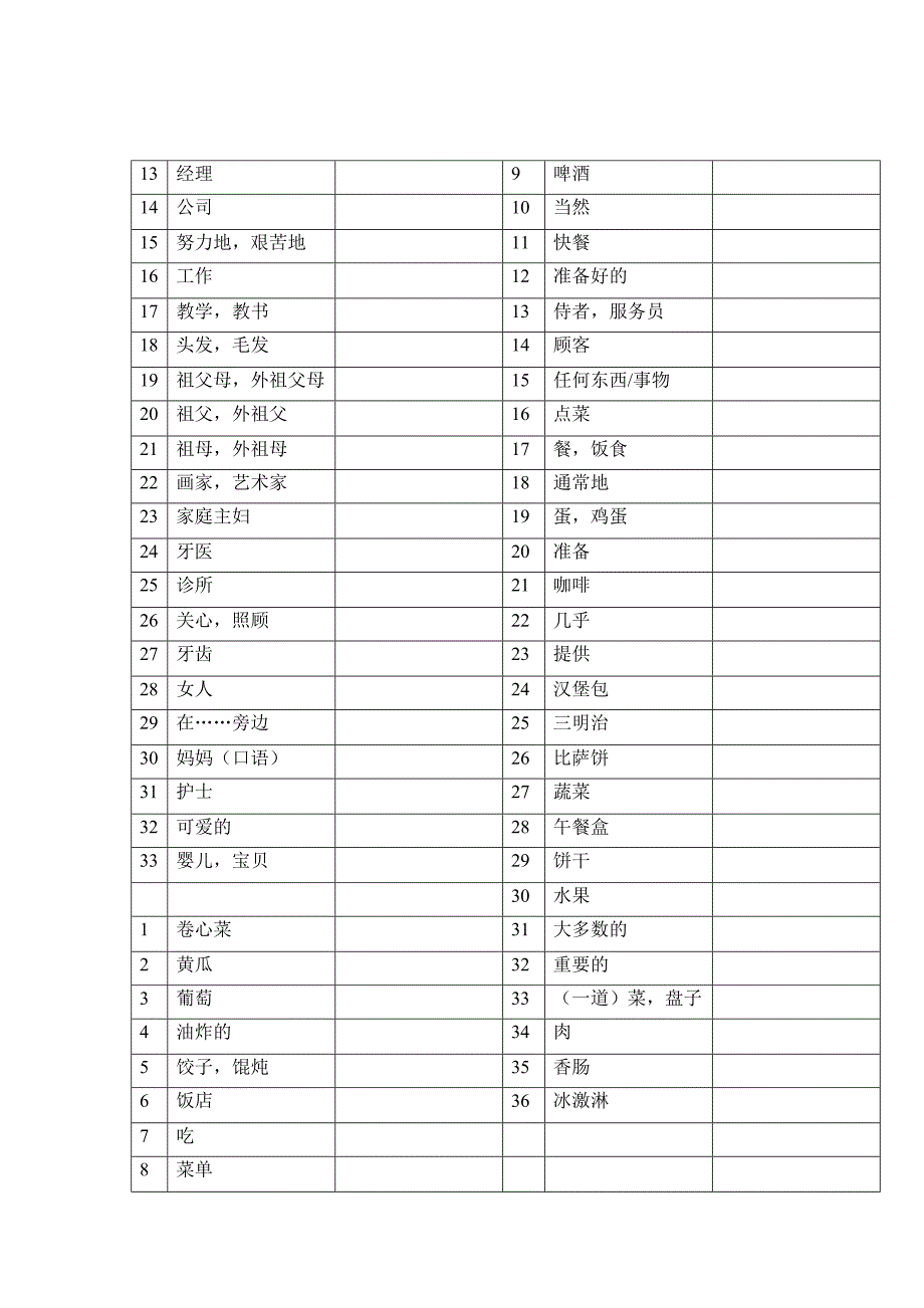 北京版英语词汇初一上1-9汉译英_第3页