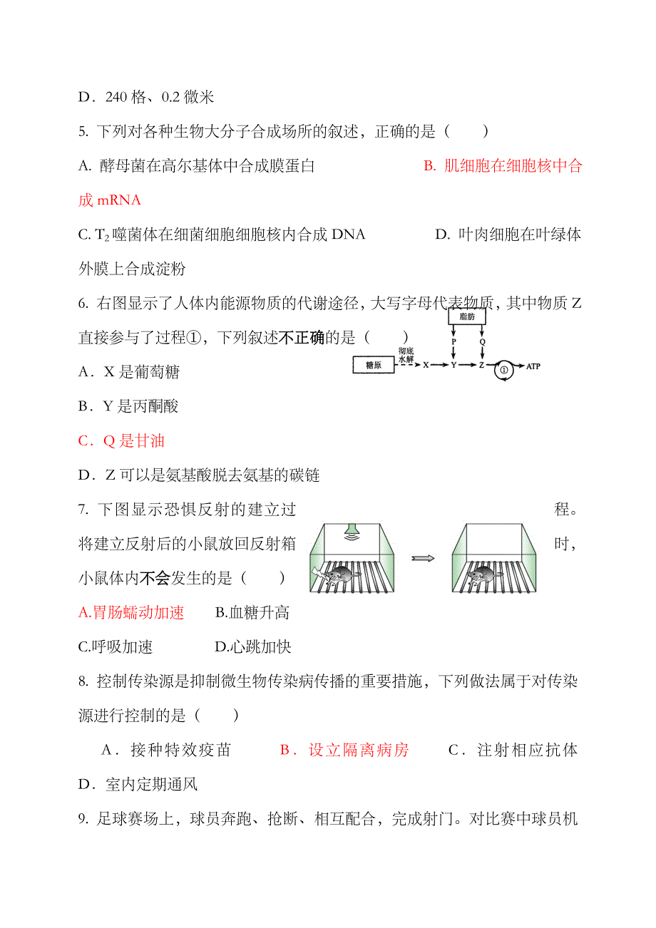 2023年高三生物上学期期中试题等级考试_第2页