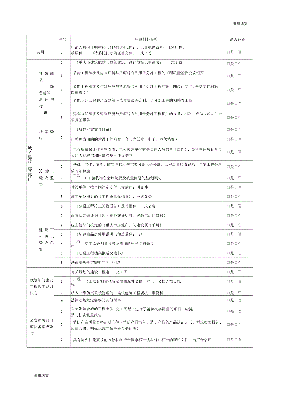 重庆市建设工程联合验收申报表_第2页