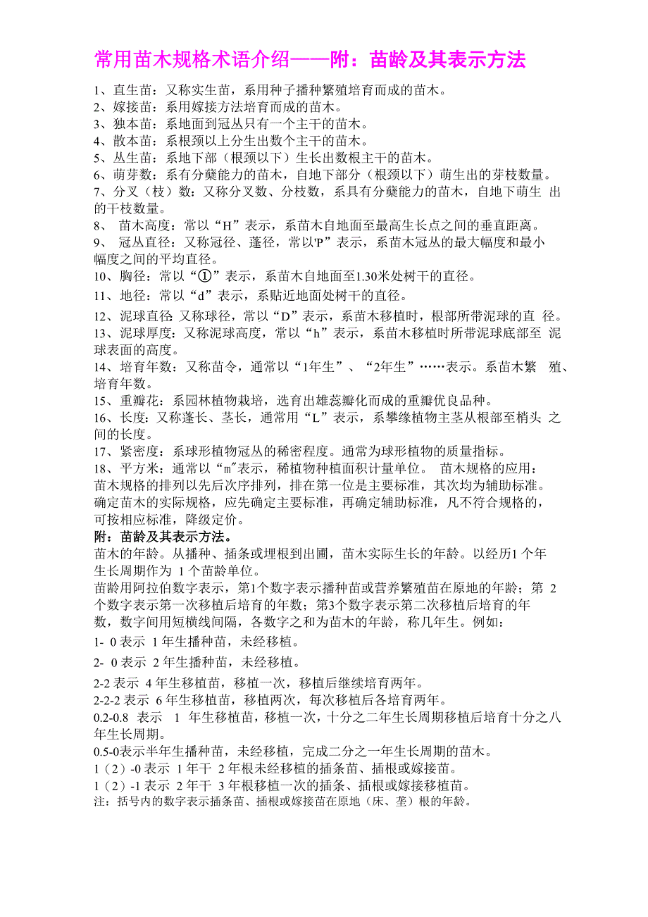 苗木专业术语_第1页