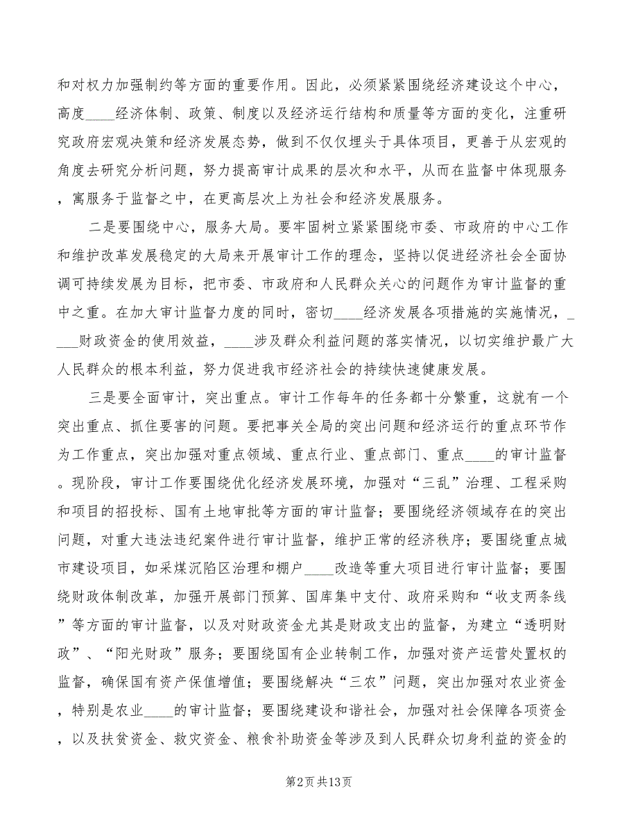 2022年在全市审计工作会议上的讲话材料精编_第2页