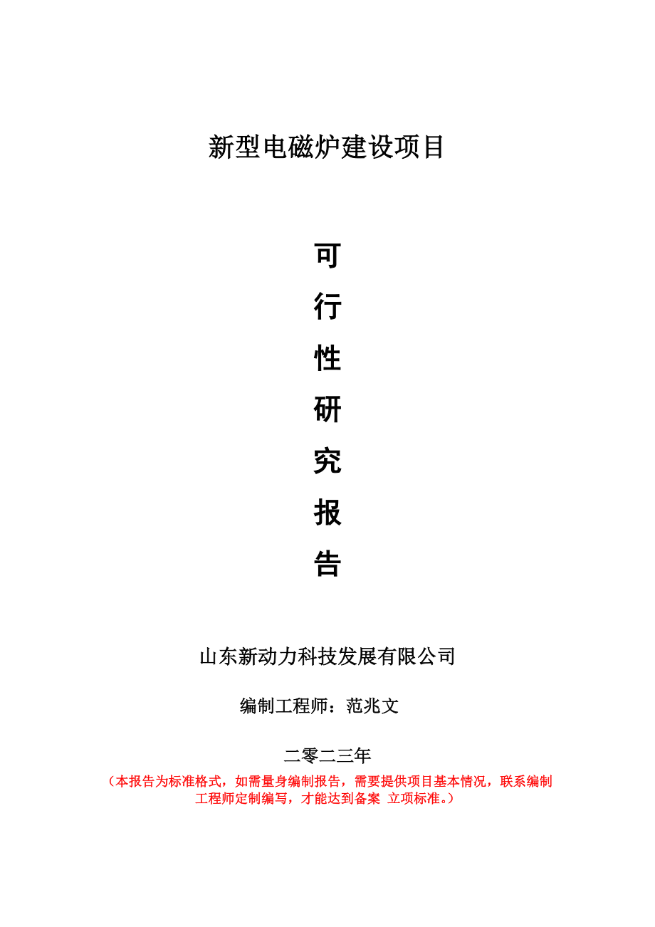 重点项目新型电磁炉建设项目可行性研究报告申请立项备案可修改案_第1页