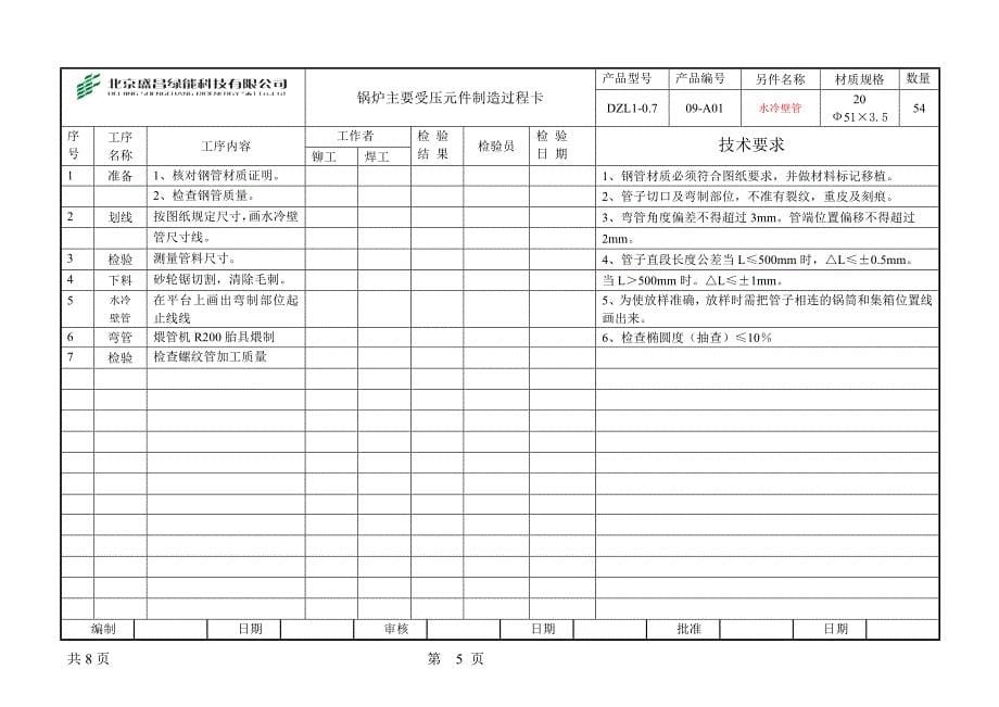 承压锅炉制发造工艺流程卡有用_第5页