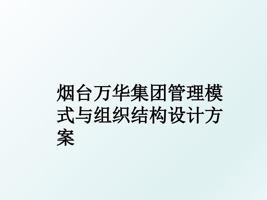 烟台万华集团模式与组织结构设计方案_第1页