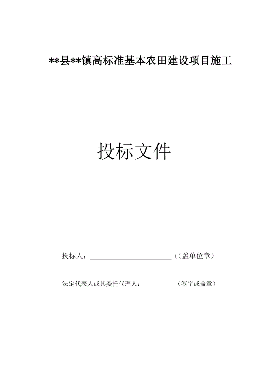 高标准基本农田建设项目施工投标文件_第1页