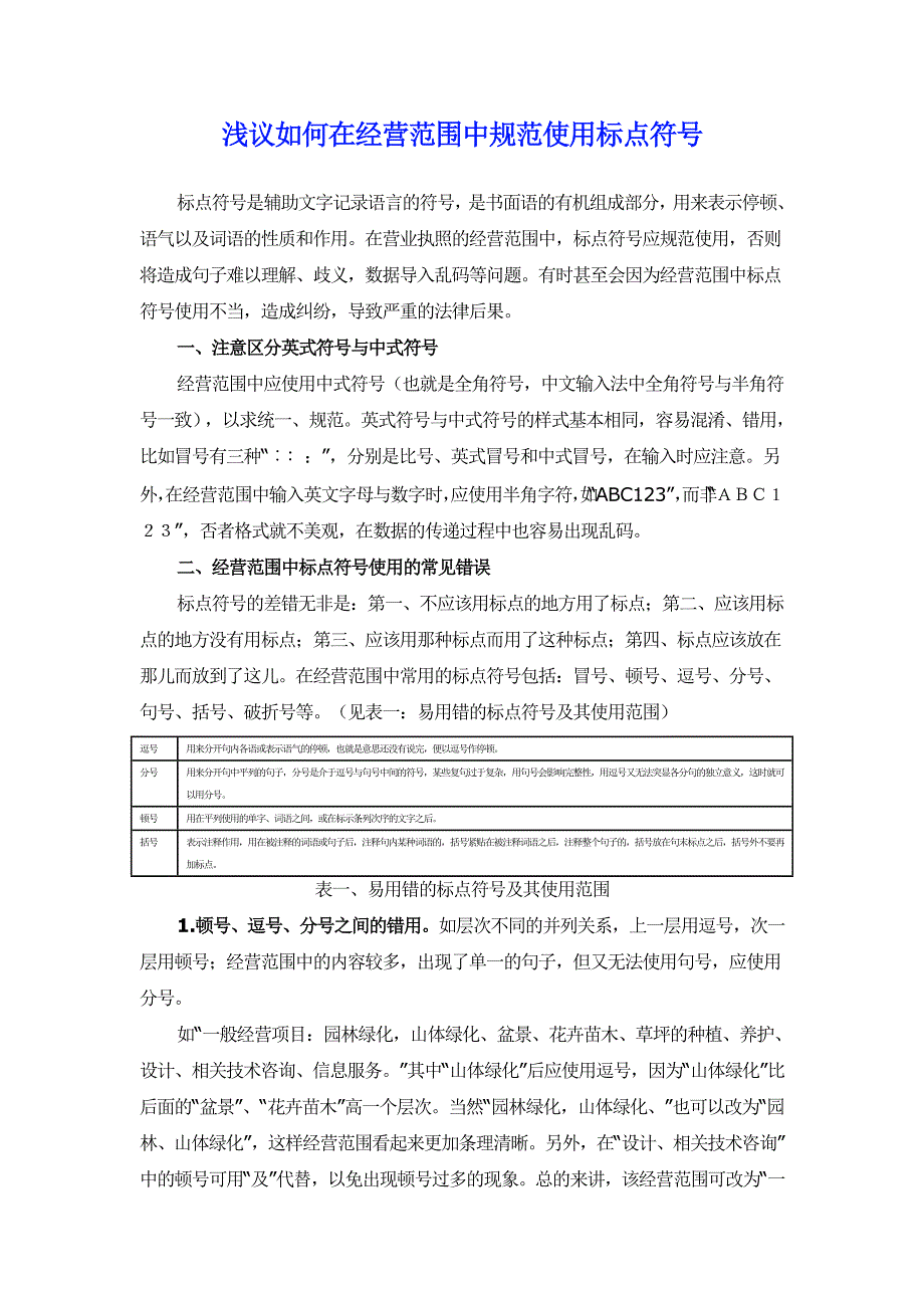 经营范围中规范使用标点符号_第1页