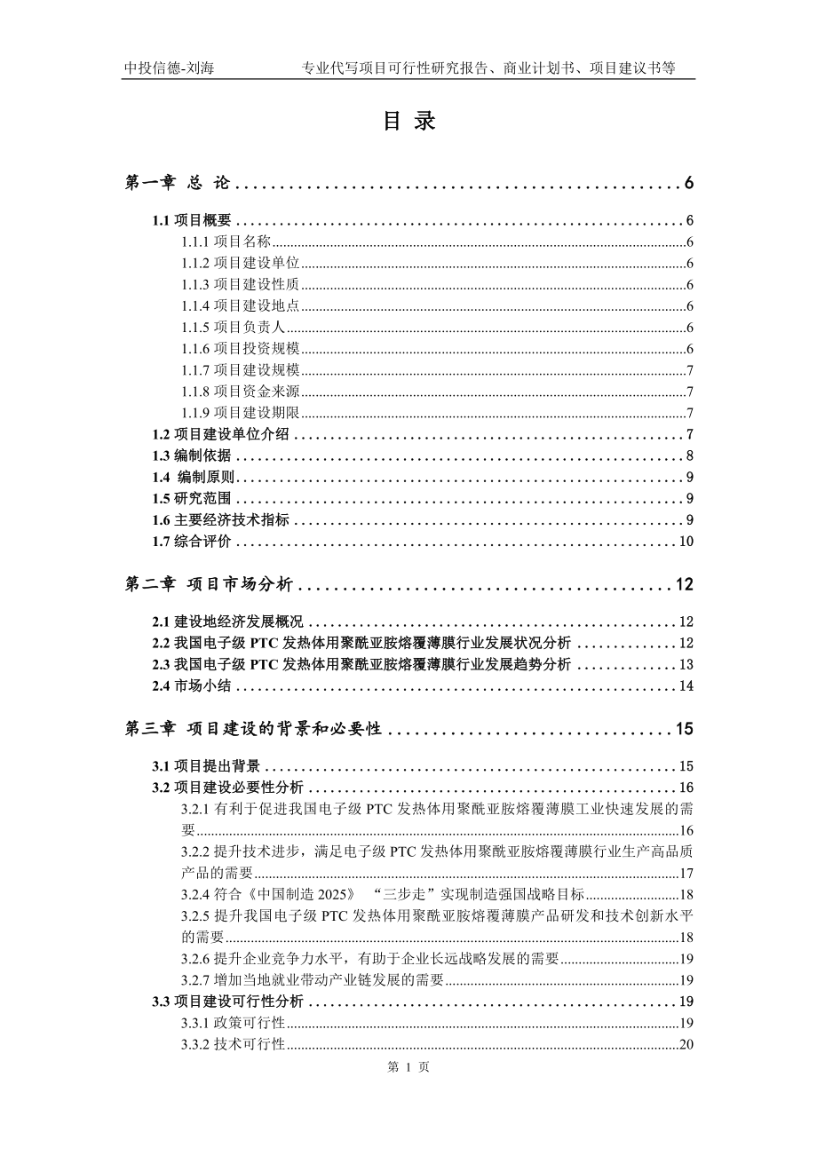 电子级PTC发热体用聚酰亚胺熔覆薄膜项目可行性研究报告模版_第2页