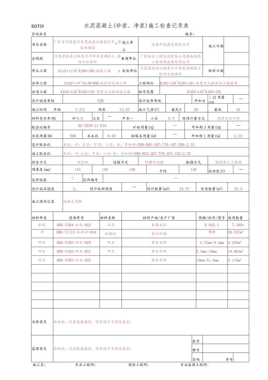 30、水泥混凝土施工检查记录表-墙身(SGT01)_第1页