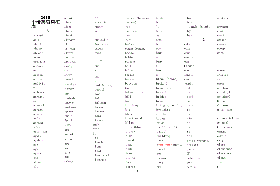 中考英语词汇表.doc_第1页