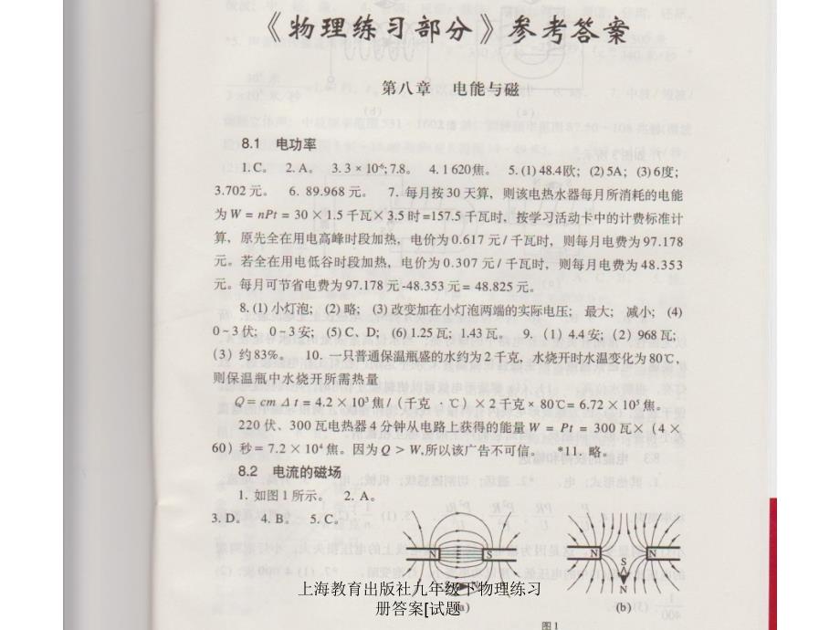 上海教育出版社九年级下物理练习册答案[试题课件_第1页