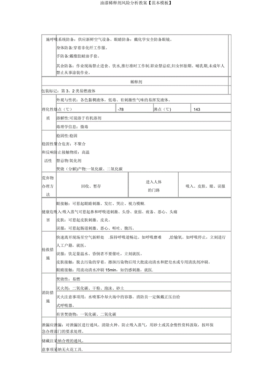 油漆稀释剂风险分析教案【范本模板】.doc_第2页