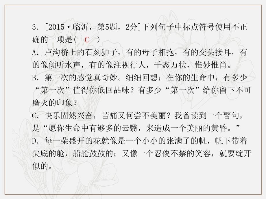 临沂专版中考语文第二部分专题复习高分保障专题4标点符号课件_第5页