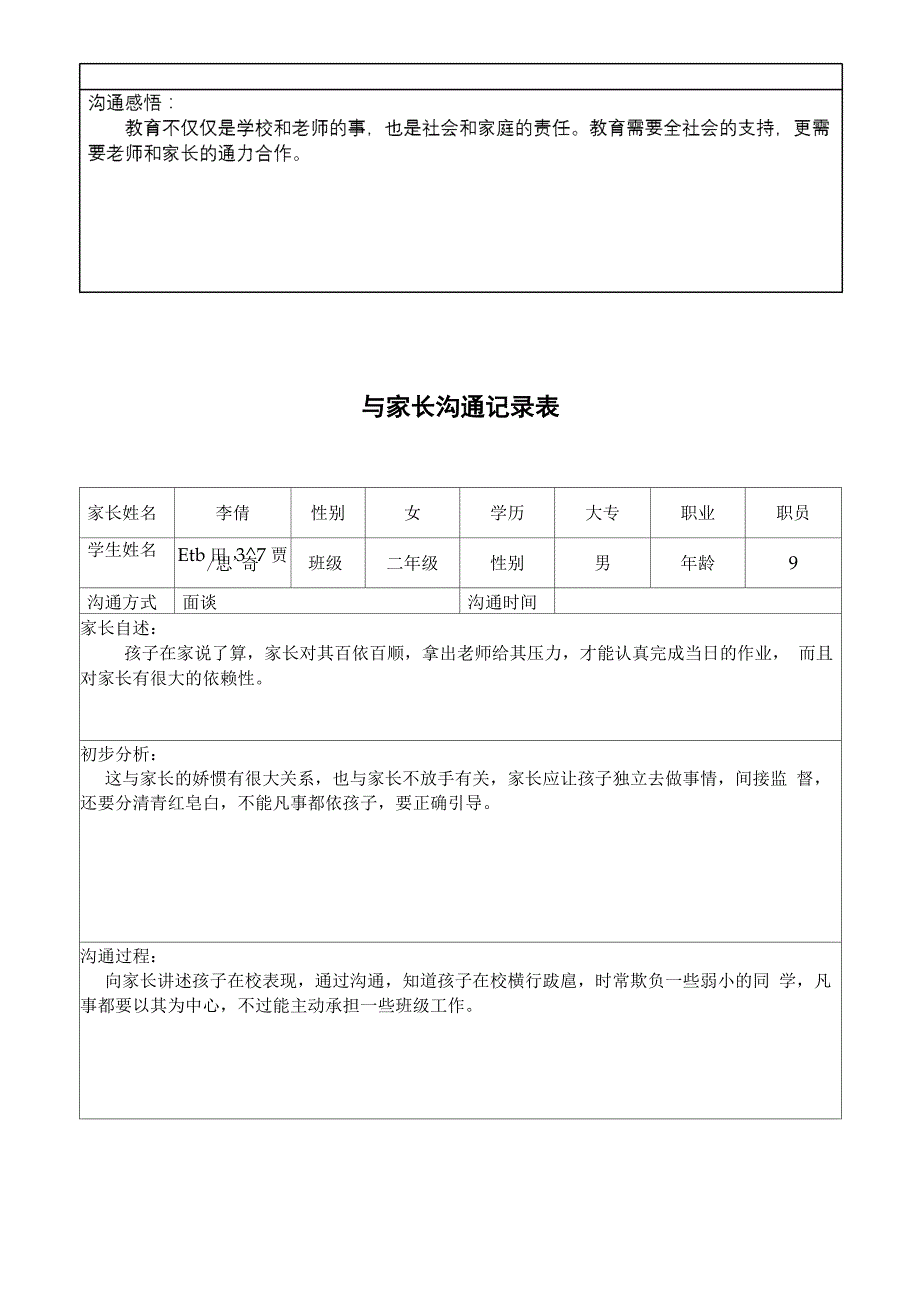 家长沟通记录表格_第4页