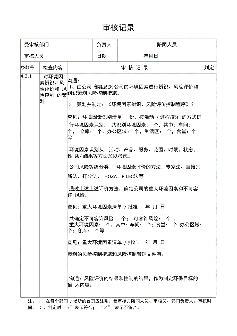 环境管理体系审核记录模板_第2页