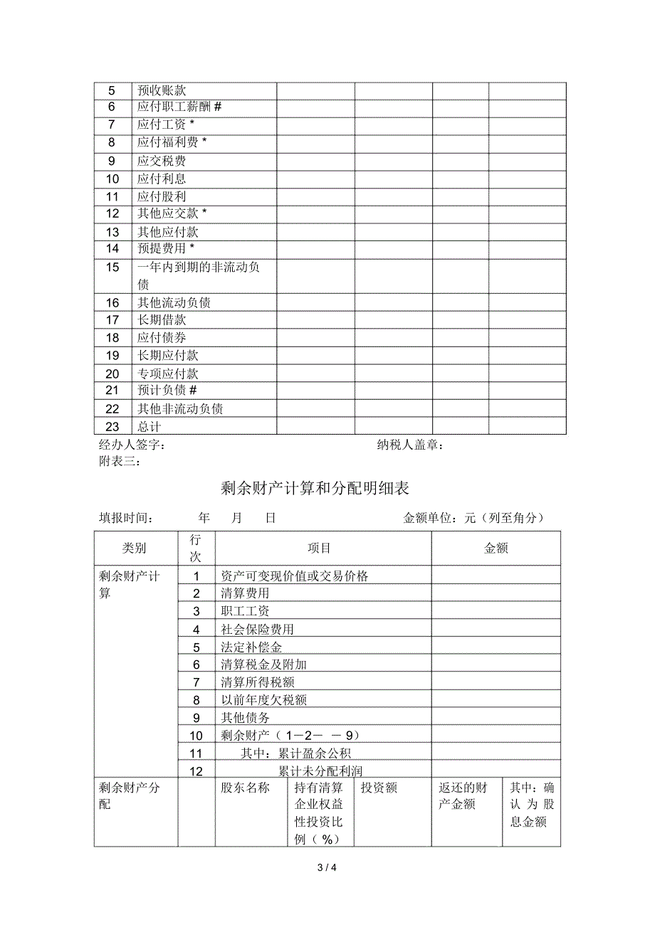 企业所得税清算申报表_第3页