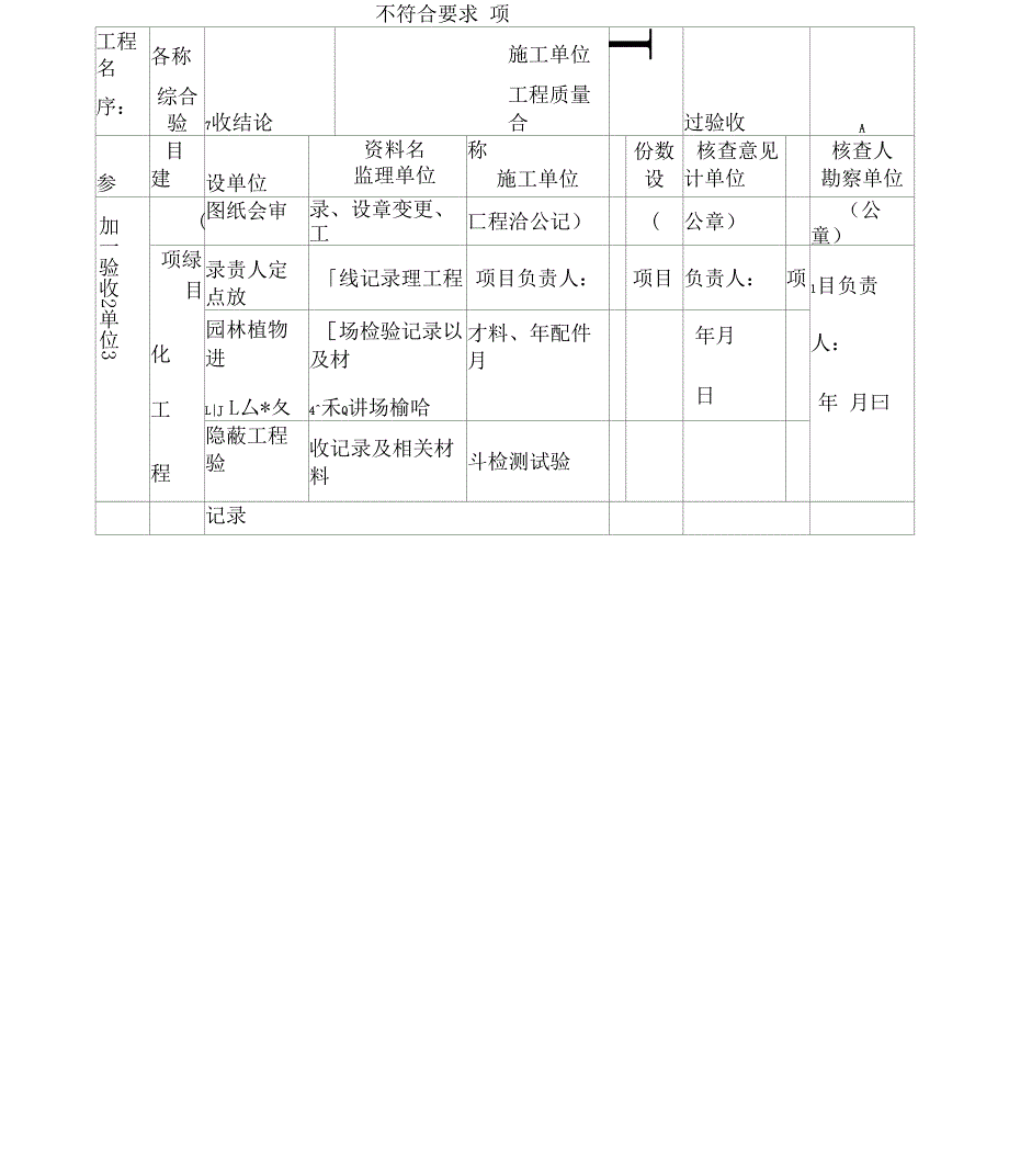 绿化工程质量竣工验收记录表格_第4页