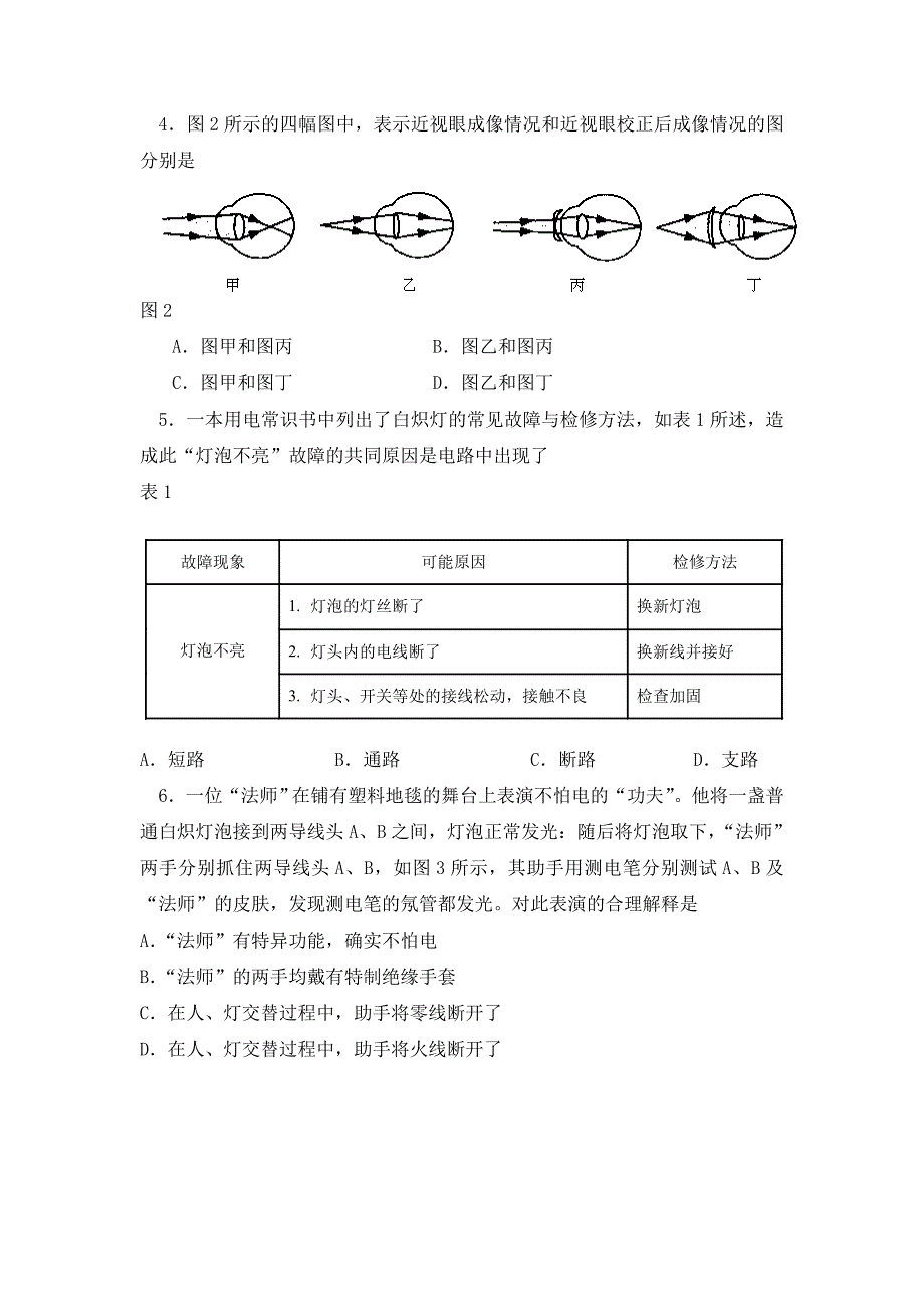 天津市初中毕业生九年级物理学业考试物理试卷人教实验版_第2页