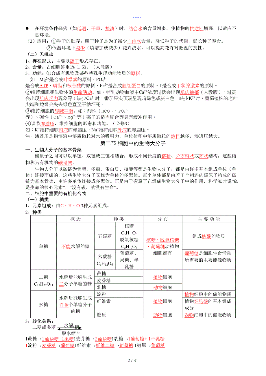 生物必修一知识点归纳_第2页