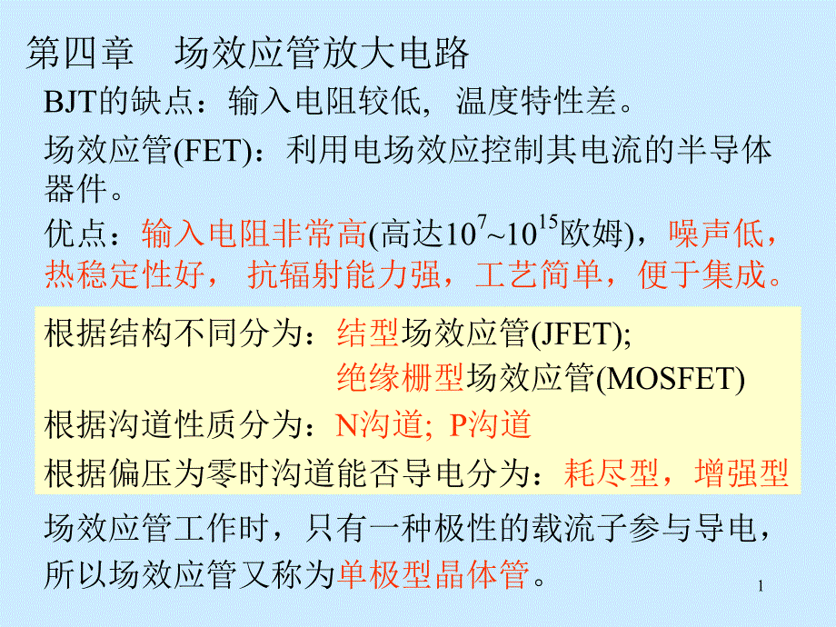 教学课件第4章场效应管放大电路_第1页